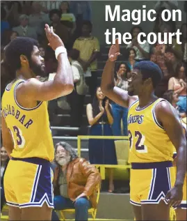  ?? ?? Solomon Hughes and Quincy Isaiah in “Winning Time: The Rise of the Lakers Dynasty”