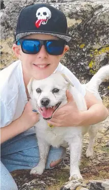  ?? Picture: LISA GEARD ?? BEST MATES: Ryland Champion, now 14, and Skittles, 10, who died after being attacked by another dog.