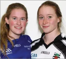  ??  ?? Ciara Purcell (Ballyhogue) and Cliodhna O’Connell (Coolgreany) before their clash in the recent Under-15 girls’ singles final.