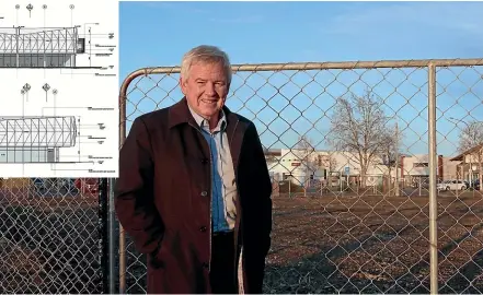  ??  ?? Marlboroug­h Mayor John Leggett stands at the new library and art gallery site in Blenheim.