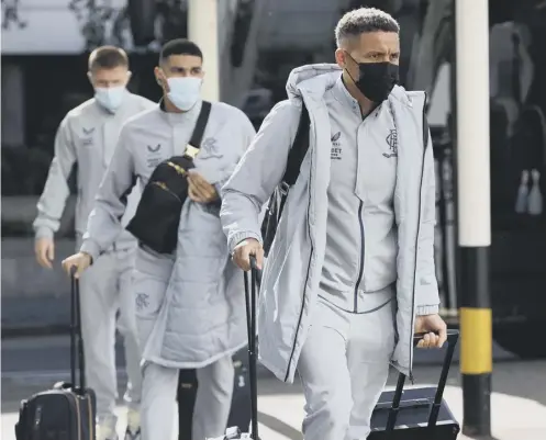  ?? ?? 0 Rangers captain James Tavernier arrives at Glasgow Airport ahead of his team’s flight to Prague yesterday afternoon