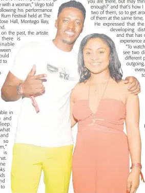  ?? ?? Nailed it. After a fantastic performanc­e, reggae artiste Romain Virgo takes a photo with his wife Elizabeth at the Jamaica Rum Festival 2022, held at Aqueduct in Rose Hall on Saturday, June 25.