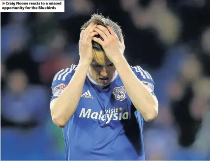  ??  ?? > Craig Noone reacts to a missed opportunit­y for the Bluebirds