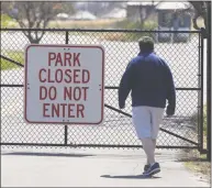  ?? Tyler Sizemore / Hearst Connecticu­t Media ?? The closed gates at Greenwich Point look to reopen. Starting May 7, there will be limited uses allowed.