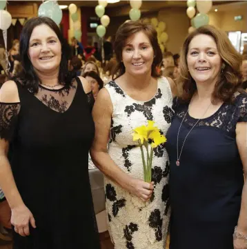  ??  ?? Miriam Mahon, Mary Molloy (Daffodill Day Coordinato­r, Irish Cancer Society) and Elaine Pearse at the Greystones Rugby Club Ladies Day