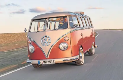  ??  ?? Volkswagen’s iconic campers can be converted to electric power.