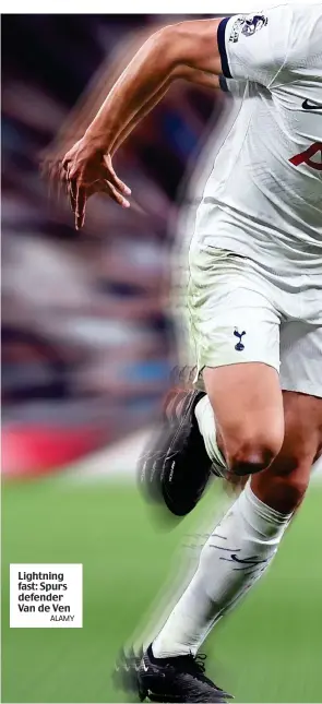  ?? ALAMY ?? Lightning fast: Spurs defender Van de Ven