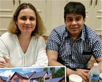  ??  ?? Feud: Mohammed Majid and his wife Shazia. Left, their £1.8million Cheshire home