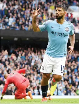  ?? Picture: Getty Images ?? RED-HOT. Manchester City striker Sergio Aguero will get a chance to add to his goal tally when City host Newcastle today.