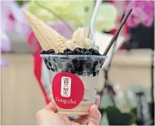 ?? DIANE GALAMBOS PHOTO ?? Gong Cha: Soft serve ice cream “Cup and Cone” with tapioca pearls.