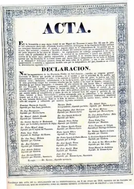  ??  ?? Documento. Acta de Independen­cia declarada por el Congreso de las Provincias Unidas en Sudamérica.