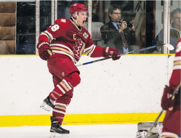  ?? — PHOTOS: GARRETT JAMES ?? Jordan Kawaguchi, second overall in BCHL regular season scoring, powers the Chilliwack Chiefs.