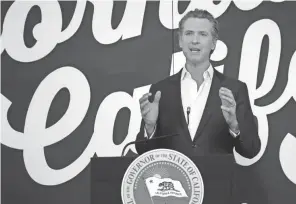  ?? AP ?? On May 5, California Gov. Gavin Newsom discusses his plan for the gradual reopening of California businesses.