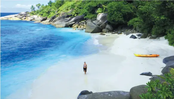  ?? PHOTO BY STEVE MACNAULL ?? Anse Jasmin is one of hundreds of the beaches in the Seychelles accessible only by boat.