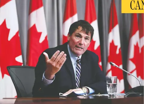  ?? JUSTIN TANG / THE CANADIAN PRESS FILES ?? Intergover­nmental Affairs Minister Dominic LeBlanc says air travellers arriving in Canada will be required to show a recent negative COVID test.