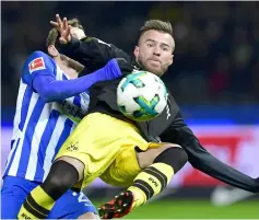  ??  ?? File photo of Yarmolenko competing for the ball during the German Bundesliga match against Hertha BSC Berlin in Berlin. — AFP photo