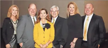  ?? Contribute­d ?? Pictured, from left, are Rhonda Washington, David Scoggins, Calhoun Superinten­dent Michele Taylor, Eddie Reeves, Becky Gilbert George and Andy Baxter.