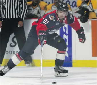  ?? DAN JANISSE ?? Aaron Luchuk of the Windsor Spitfires, who scored 28 goals last season and scored the game-winning goal in the Memorial Cup final, is the only proven goal scorer back with Windsor as the new season begins.