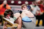  ?? NATE HECKENBERG­ER — FOR MEDIANEWS GROUP ?? North Penn’s William Morrow settled for 8th place at 145 pounds in PIAA 3A Wrestling on Saturday.