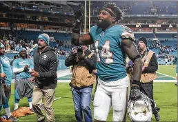  ?? ANDRES LEIVA / THE PALM BEACH POST ?? Ex-Dolphin Jarvis Landry thanked fans and teammates but not team vice president Mike Tannenbaum or coach Adam Gase in his goodbye note.