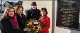  ?? ?? Moyna Nesbitt, Stella Robinson, Julian Armstrong and Pam Whitley, who laid a wreath in memory of their parents, Wesley and Bertha Armstrong.