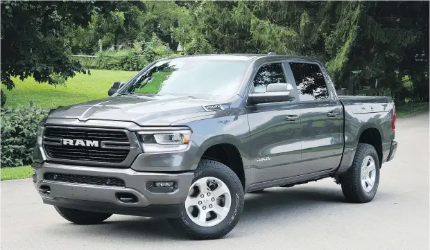  ?? — PHOTOS: JIL MCINTOSH/DRIVING.CA ?? The 2019 Ram 3.6-L V6 comes equipped with the eTorque system, above, and a fully loaded interior, below.