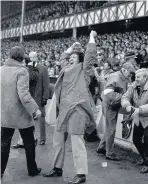  ??  ?? Triumph John Lambie roars with delight after steering Hamilton to a famous Scottish Cup win over Rangers at Ibrox in 1987