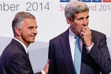  ?? KEYSTONE ?? Didier Burkhalter hat sich einen Namen als OSZE-Präsident gemacht – hier mit John Kerry.