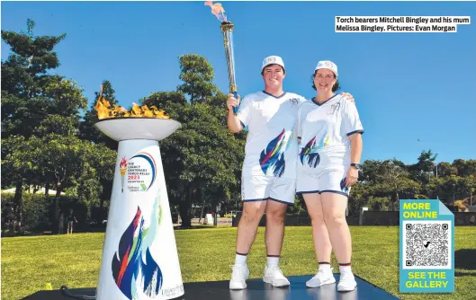  ?? ?? Torch bearers Mitchell Bingley and his mum Melissa Bingley. Pictures: Evan Morgan