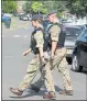  ??  ?? ON PATROL: Military police near the RAF Marham.