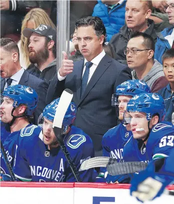  ?? JEFF VINNICK/NHLI VIA GETTY IMAGES ?? When it comes to allotting ice time to his players, Vancouver Canucks head coach Travis Green says “if they’re all playing well, they’re all going to play.”