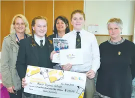  ??  ?? “Why Dairy is an Important Part of Our Diet” was the theme of the winning multi-media presentati­on by Marist-Sion College students Molly Ryan and Ben Lawrence with assistance from teachers Kathy Barson, Cathy Sweeney and Sue Haeusler.