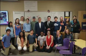  ?? Photo by Benjamin Alderson ?? Speaking to students: Congressma­n Bruce Wester- man visited El Dorado High School on Wednesday to speak with students and teachers about politics and community service.