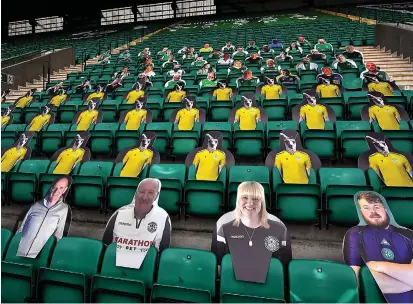  ??  ?? Bring the noise: Cardboard fans will be replaced by the real thing in Aberdeen and Dingwall