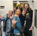  ?? (Facebook) ?? THE FREED members of rock group Bi-2 on their way to Israel.