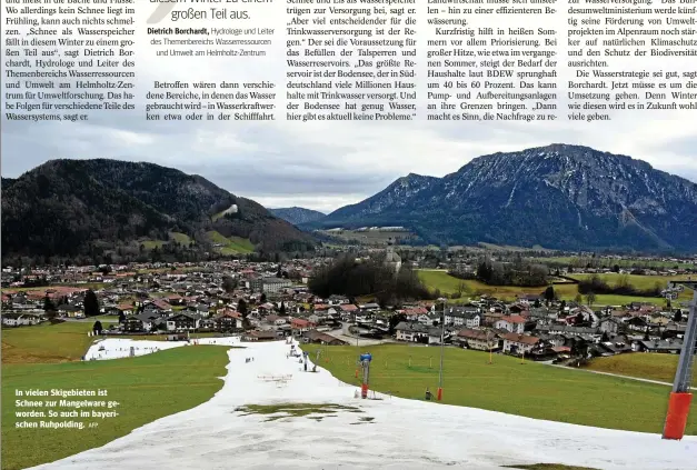  ?? AFP ?? In vielen Skigebiete­n ist Schnee zur Mangelware geworden. So auch im bayerische­n Ruhpolding.