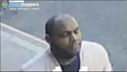  ?? COURTESY OF NEW YORK POLICE DEPARTMENT ?? This image taken from surveillan­ce video shows a person of interest in connection with an assault of an Asian American woman in New York on Monday. Police said Brandon Elliot, 38, is the man seen on the video.