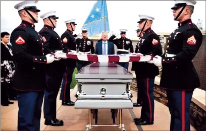  ?? MOLLY HAMPTON/U.S. MARINE CORPS ?? Medal of Honor recipient Master Sergeant Richard A. Pittman was laid to rest in Lodi on Oct. 24, 2016. Pittman passed away on Oct. 13, 2016. He served with 3rd Battalion, 5th Marines during the Vietnam War and earned the Medal of Honor for his relentless fight against the enemy on July 24, 1966 that advanced his platoon's position and saved many of his fellow Marines' lives.