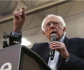  ?? AP FILE ?? GOOD HEAD START: Democratic presidenti­al candidate Sen. Bernie Sanders, I-Vt., is leading the polls and has a solid base of supporters, but some question whether his ‘democratic socialist’ platform can win the general election.
