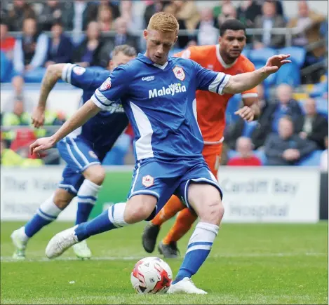  ?? PICTURES: Media Image Ltd ?? DOUBLE TROUBLE: Cardiff City’s Eoin Doyle scores from the penalty spot