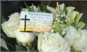  ?? (aFP) ?? Flowers and a card are seen outside the office of Dr John Cheng in Aliso Viejo, California, on Tuesday