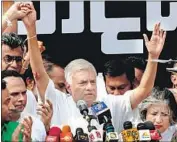  ?? M.A. Pushpa Kumara EPA/Shuttersto­ck ?? AFTER being fired as prime minister Friday, Ranil Wickremesi­nghe has refused to step aside, arguing that Sri Lanka’s president violated the constituti­on.