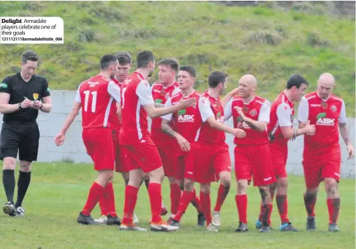  ?? 1211121118­armadaleth­istle_006 ?? Delight Armadale players celebrate one of their goals