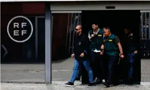  ?? ?? ▲ Police searched the Spanish Soccer Federation’s (RFEF) headquarte­rs and an apartment belonging to its former President Luis Rubiales on Wednesday.