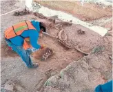  ?? NATIONAL INSTITUTE OF ANTHROPOLO­GY AND HISTORY ?? Mammoth bones found north of Mexico City may shed light on hunting in prehistori­c communitie­s.