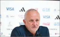  ?? (AFP) ?? Australia’s coach Graham Arnold addresses a press conference in Doha on Saturday.