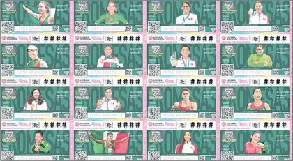  ?? Foto ?? Los ganadores de preseas en los Juegos Olímpicos y Paralímpic­os de Tokio están en los billetes de la Lotería para los sorteos del fin de semana, así como medallista­s de los Panamerica­nos de Lima 2019 y de mundiales juveniles. @Lotenal