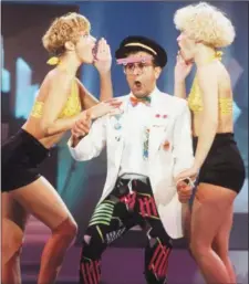  ??  ?? Bombalurin­a comprised children’s TV star Timmy Mallett, and dancers Annie Dunkley and Dawn Andrews, who later married Gary Barlow.