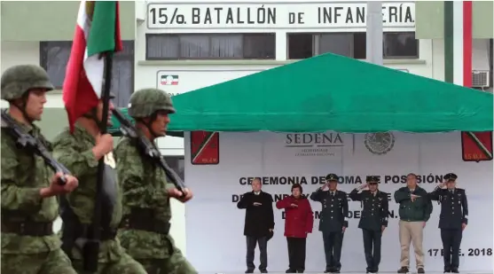  ?? JOSÉ LUIS TAPIA ?? Se llevó a cabo una ceremonia de posesión de mando en el 15 Batallón de Infantería con sede en la colonia Tancol.