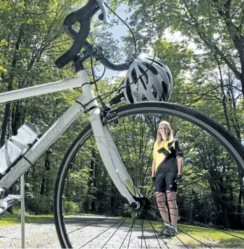  ?? JULIE JOCSAK/POSTMEDIA NEWS ?? Niagara Falls resident Pam MacDonald will participat­e in the 10th annual Enbridge Ride to Conquer Cancer this weekend riding between Toronto and Niagara Falls.